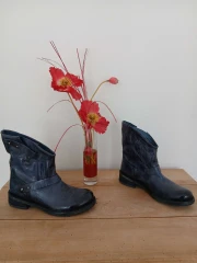 Bottines en cuir bleu nuit